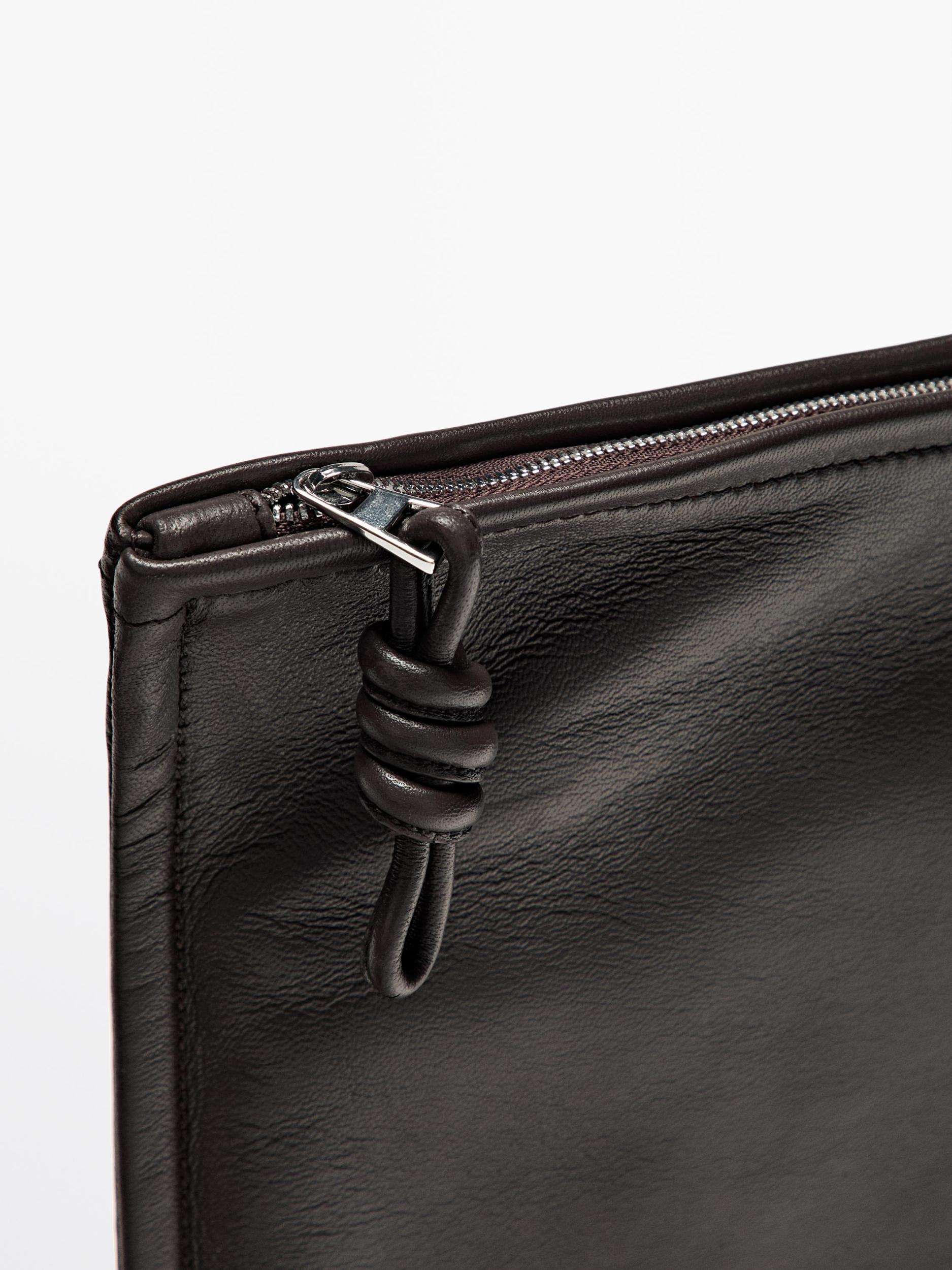 Small nappa leather pouch bag with knot Product Image