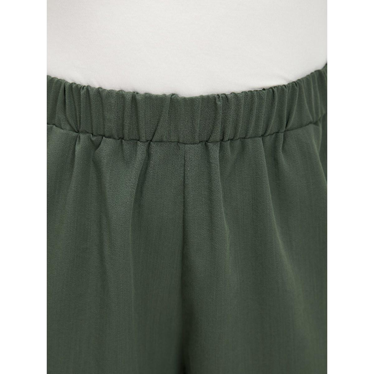 Plus Size Plain Gathered Elastic Waist Drawstring Hem Pocket Pants Women SlateGray Casual High Rise Dailywear Pants BloomChic 10/M Product Image