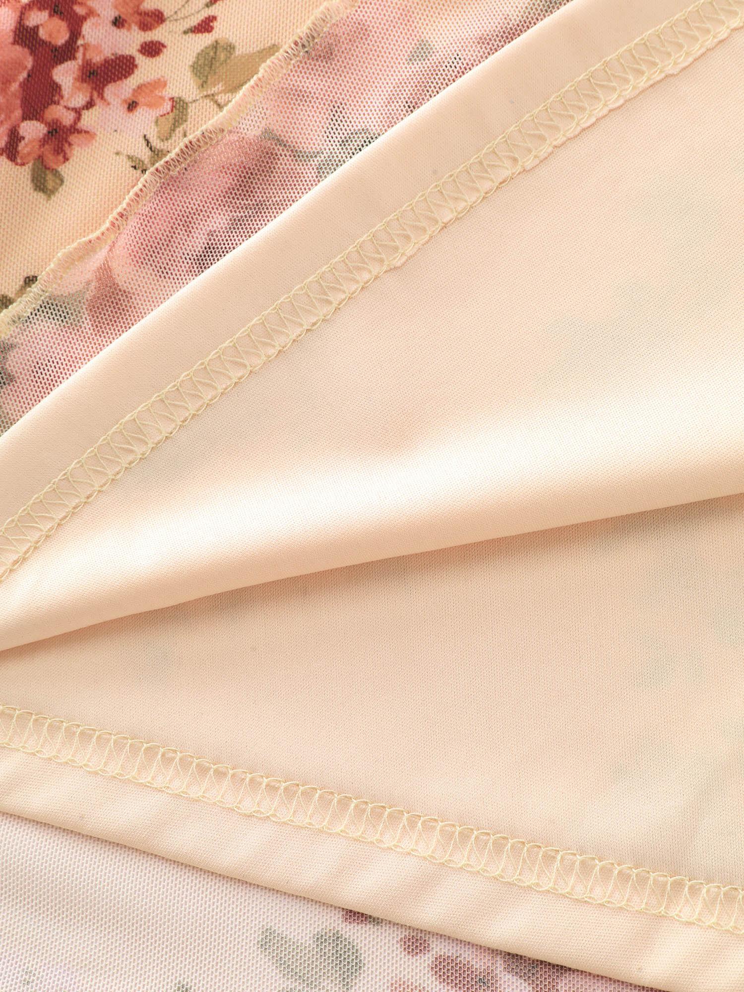 Floral Print Lace Neckline Nightgown Female Product Image