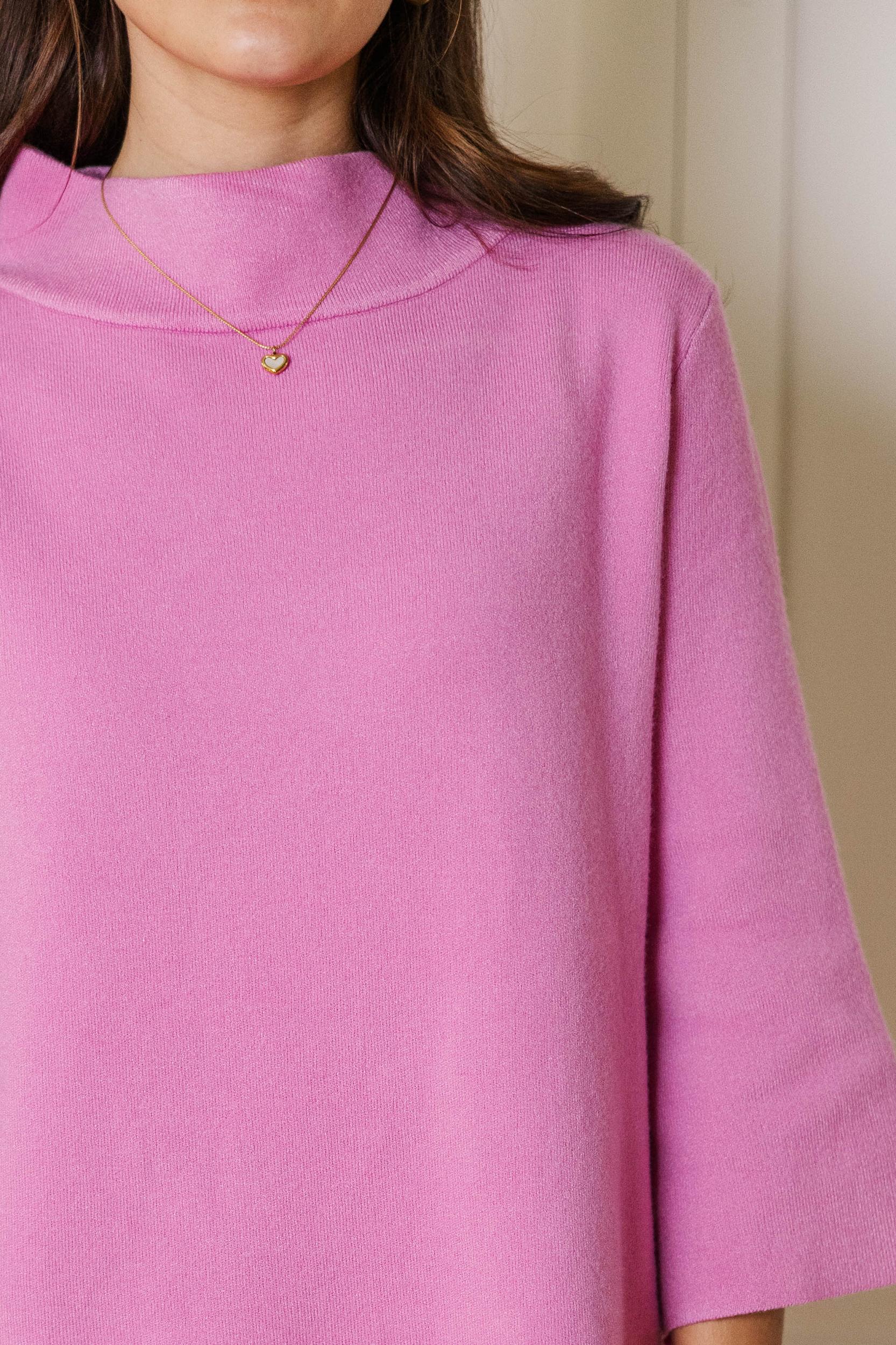 With Ease Pink Mock Neck Sweater Tunic Female Product Image