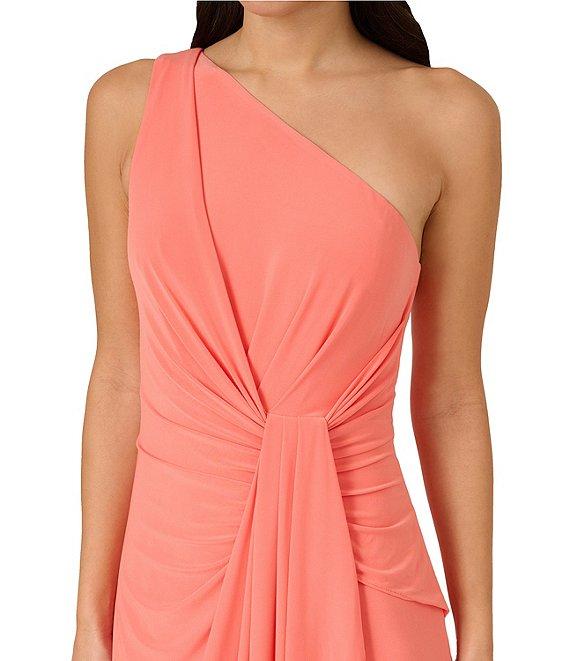 Adrianna Papell Stretch One Shoulder Sleeveless Twisted Front Draped Gown Product Image