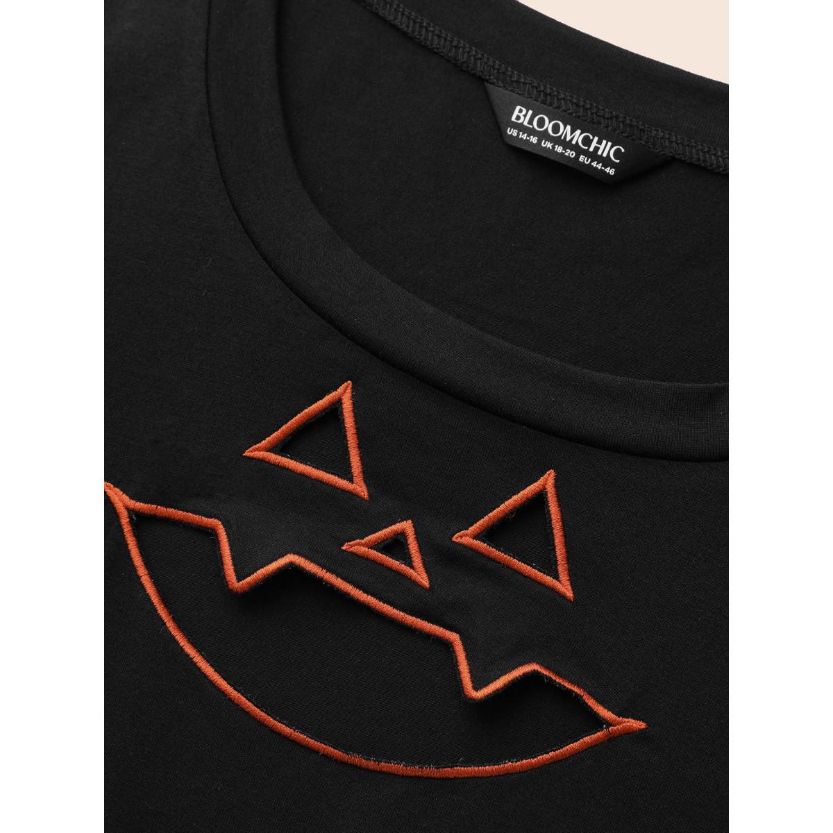 Plus Size Stretch Fabric Pumpkin Cut Out Midi Dress Black Women Playful Button Party Curvy Bloomchic 10/M Product Image