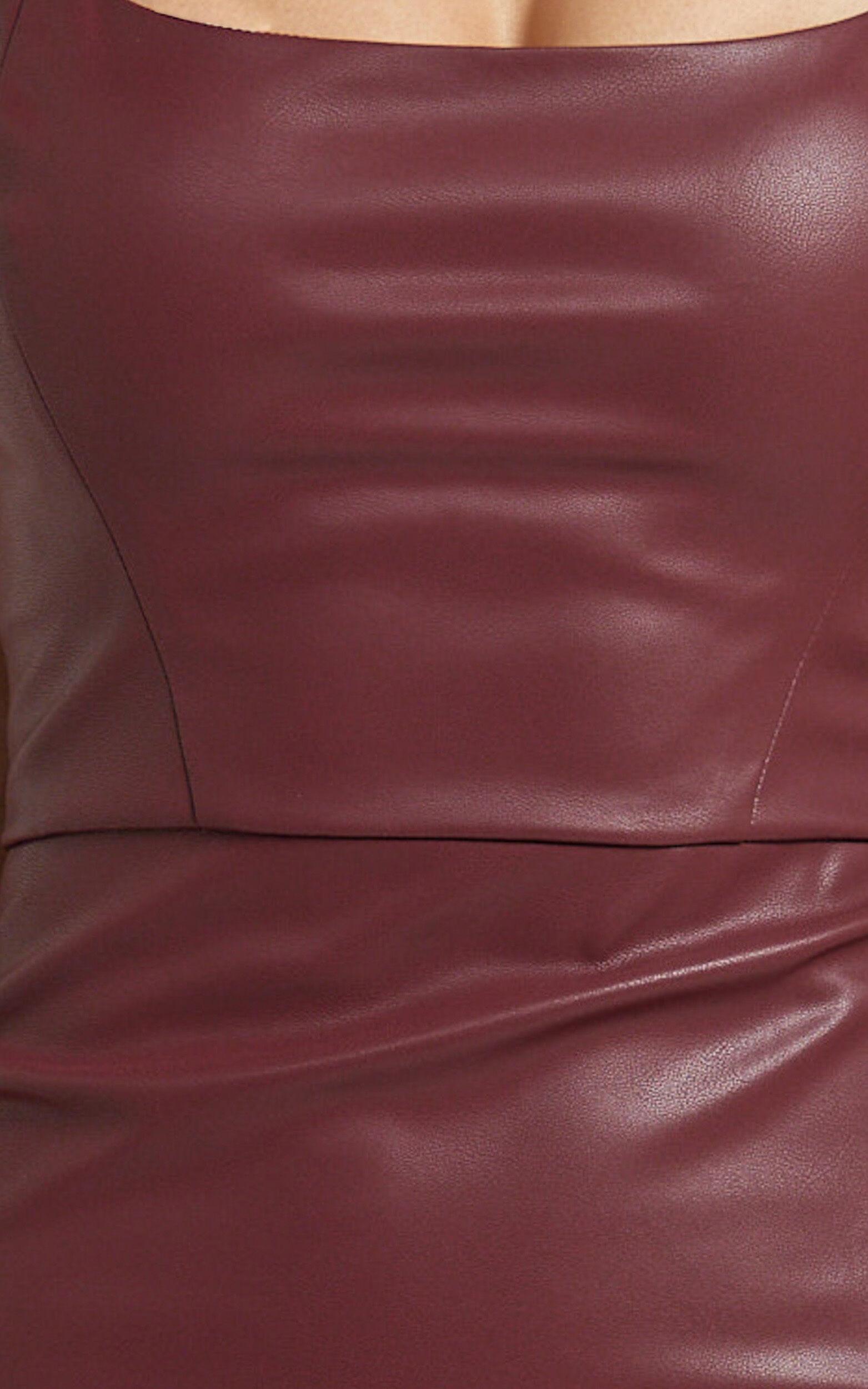 Jackie Mini Dress - Wide Strap Scoop Neck Fitted Bodice Tulip Skirt in Wine Product Image