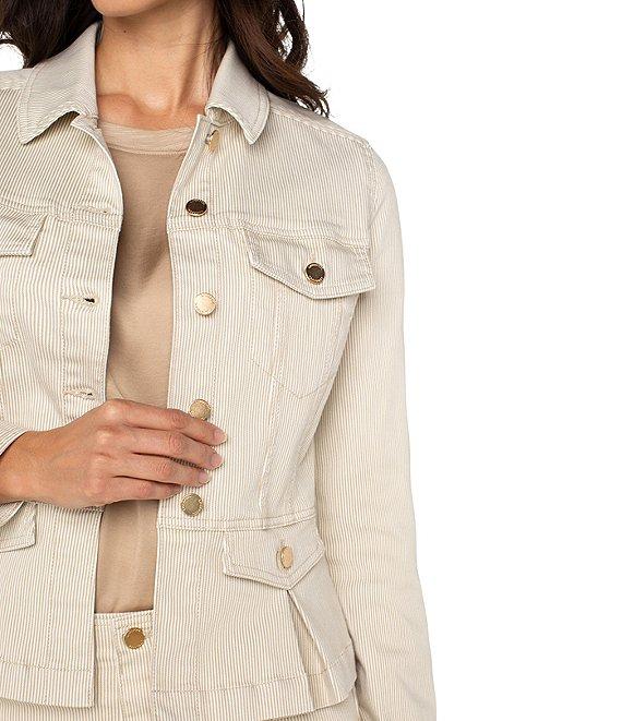 Liverpool Los Angeles Petite Size Stretch Twill Peplum Point Collar Long Sleeve Jacket Product Image