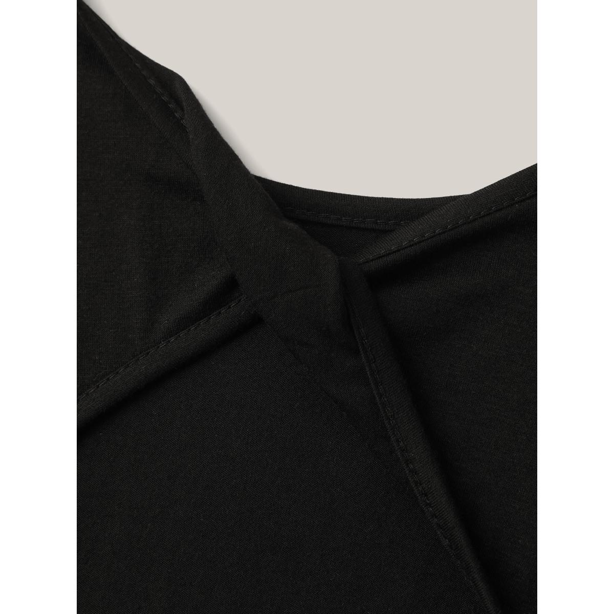 Plus Size Backless Knotted Plain T-Shirt Black Women Leisure Twist Round Neck Casual T-shirts BloomChic 26/4X Product Image