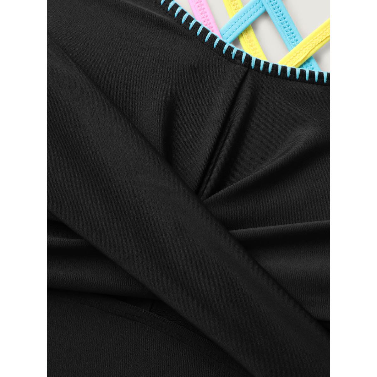 Plus Size Twist Ruched Sculpted One-Piece Swimsuit Women's Swimwear Black Resort Twist Curve Bathing Suits High stretch One Pieces BloomChic 12/L Product Image