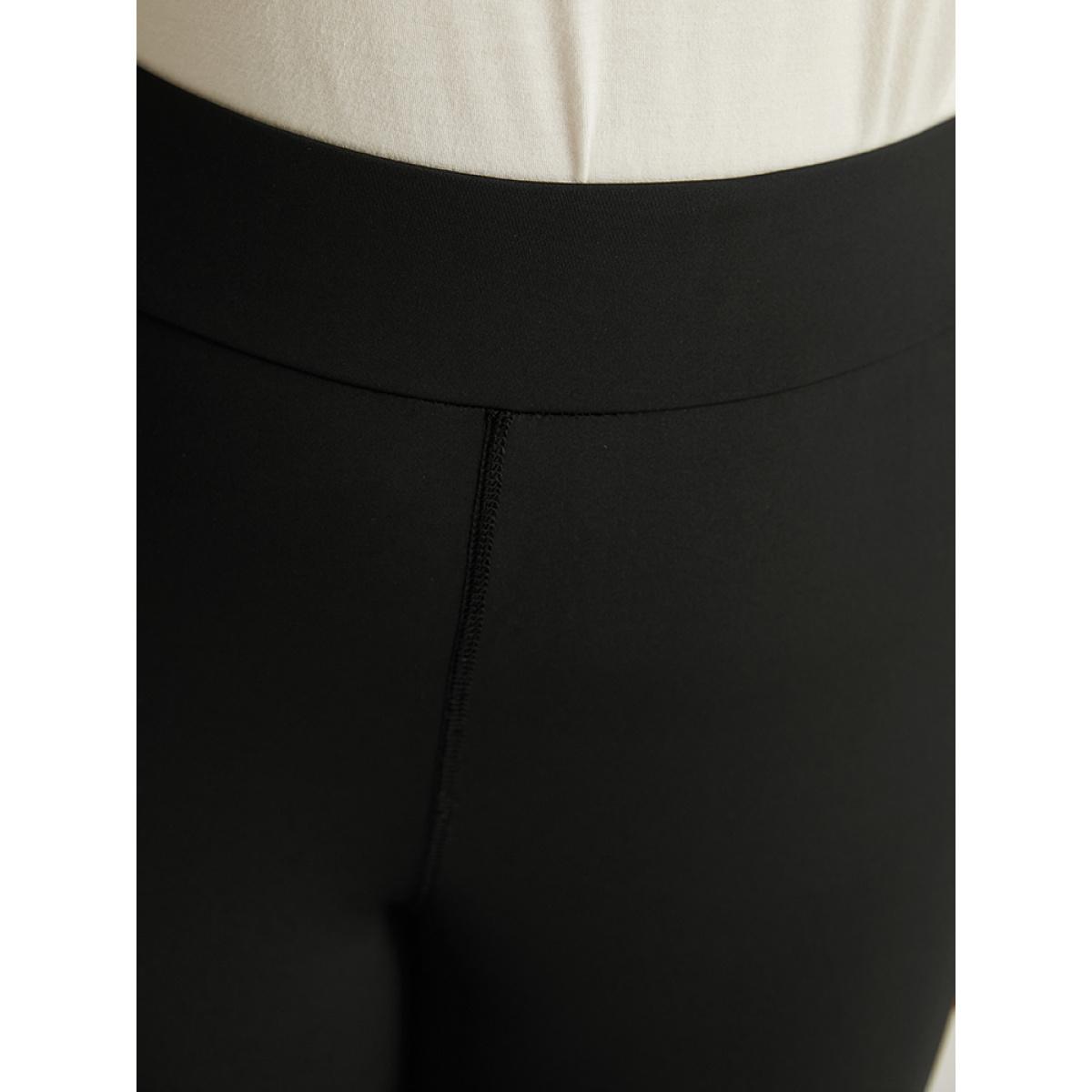 Plus Size Skinny Wideband Waist Mesh Patchwork Pocket Leggings Women Black Elegant High stretch Skinny High Rise Dailywear Leggings BloomChic 28/5X Product Image