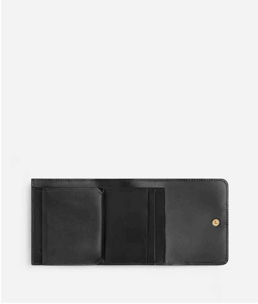 Women's Intrecciato Tri-Fold Wallet in Black Product Image