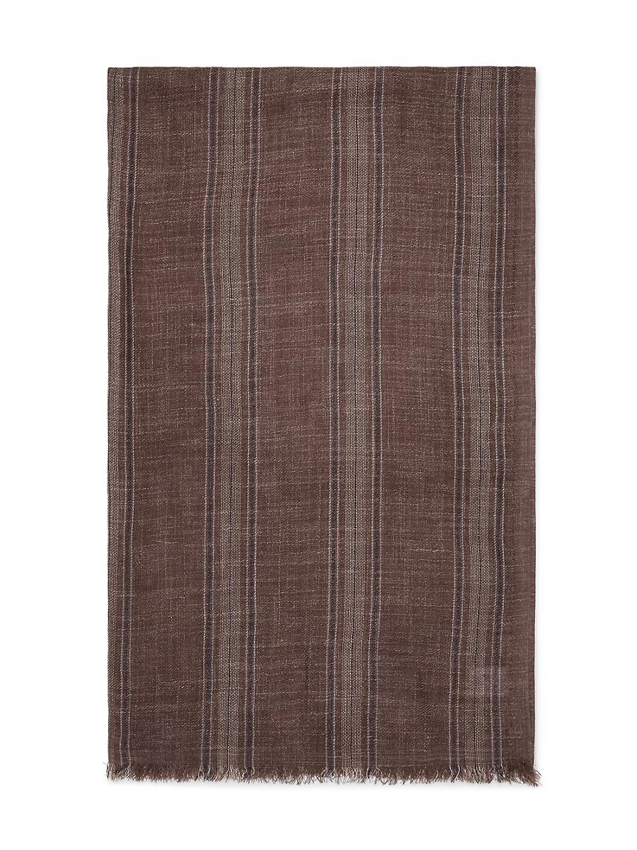 Mens Silk and Linen Chevron Scarf with Stripes Product Image