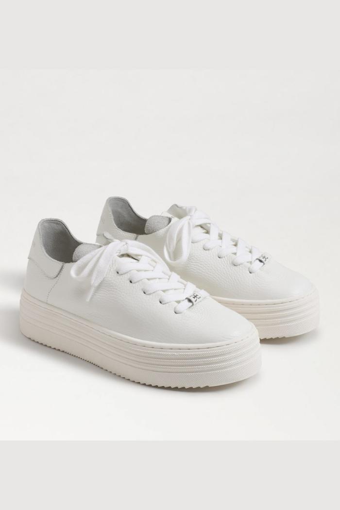 Pippy Lace Up Platform Sneaker - White Leather Product Image