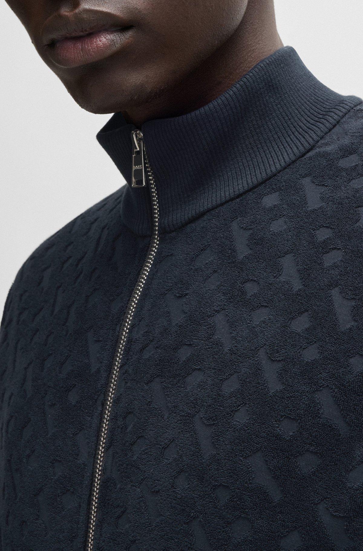 Zip-up sweatshirt in cotton with tonal monograms Product Image