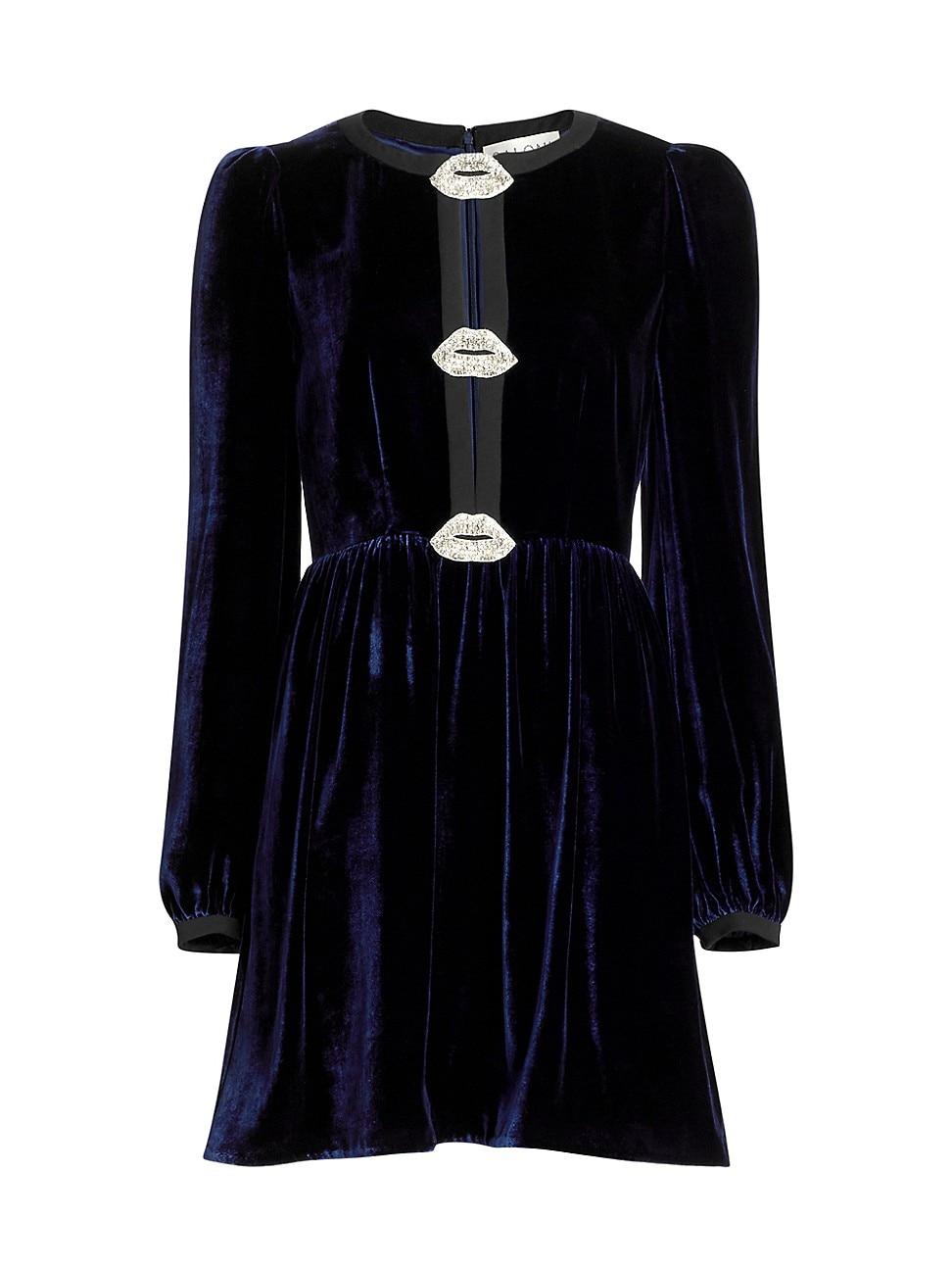 Womens Camille Bows Velvet Minidress Product Image