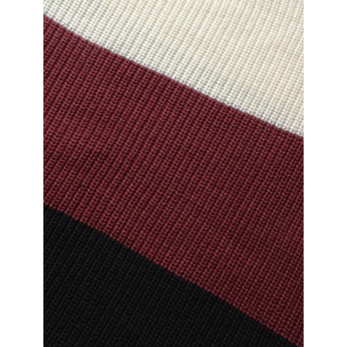 Plus Size Boat Neck Colorblock Contrast Pullover Scarlet Women Casual Loose Long Sleeve Boat Neck Everyday Pullovers BloomChic 30/6X Product Image