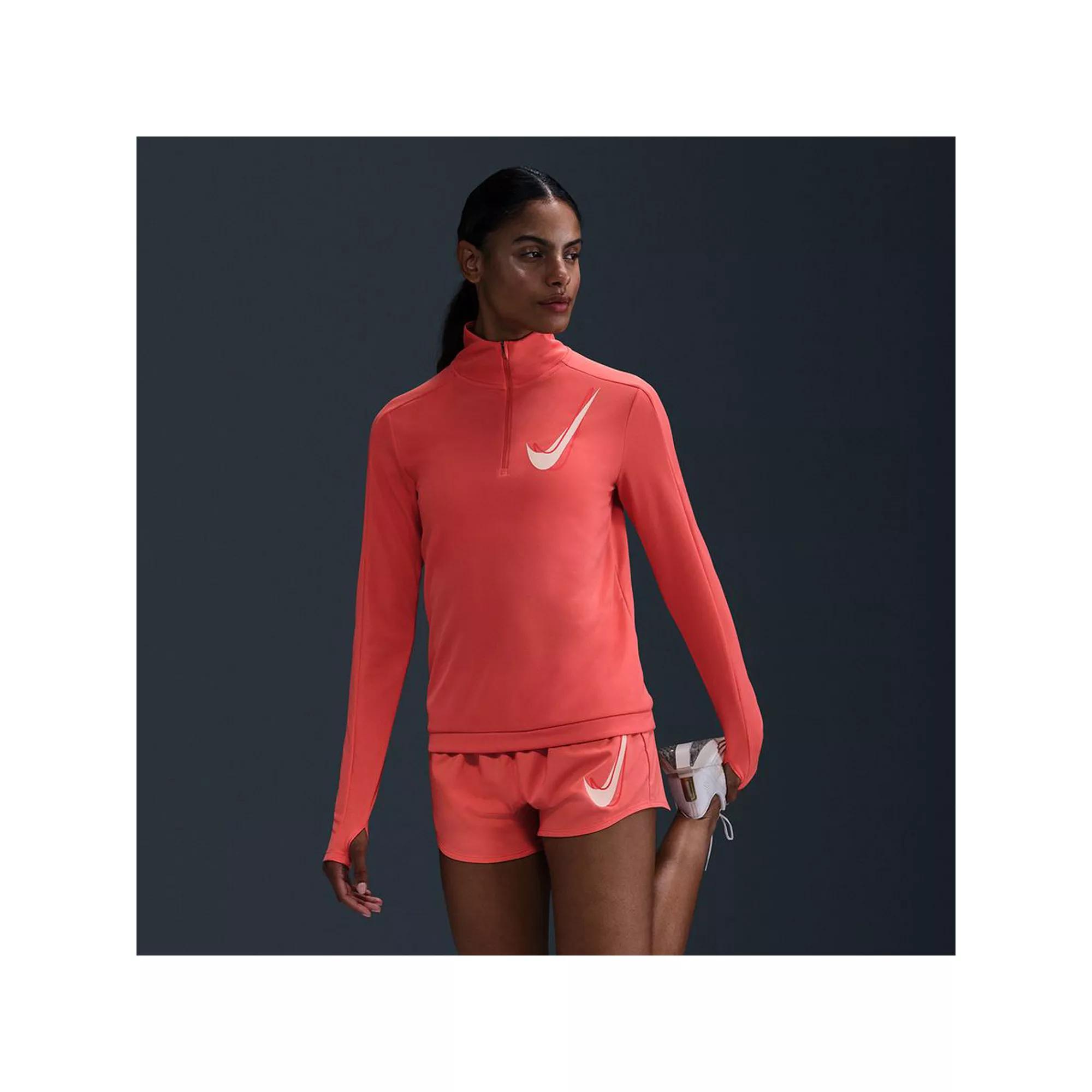Women's Nike Swoosh 1/2-Zip Running Mid Layer Top, Size: Medium, Magic Ember Product Image