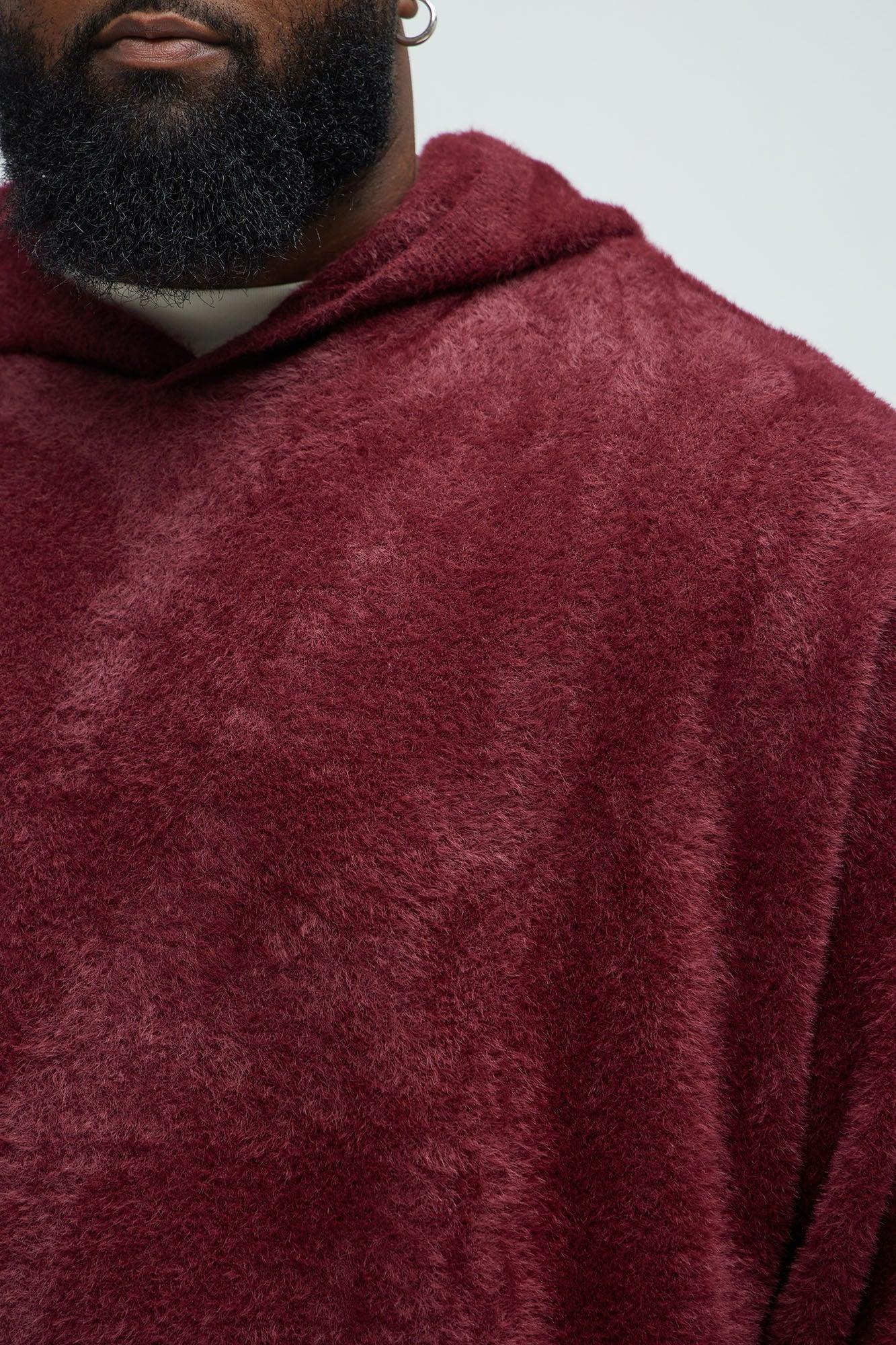 Lock You Down Sweater Hoodie - Burgundy Product Image