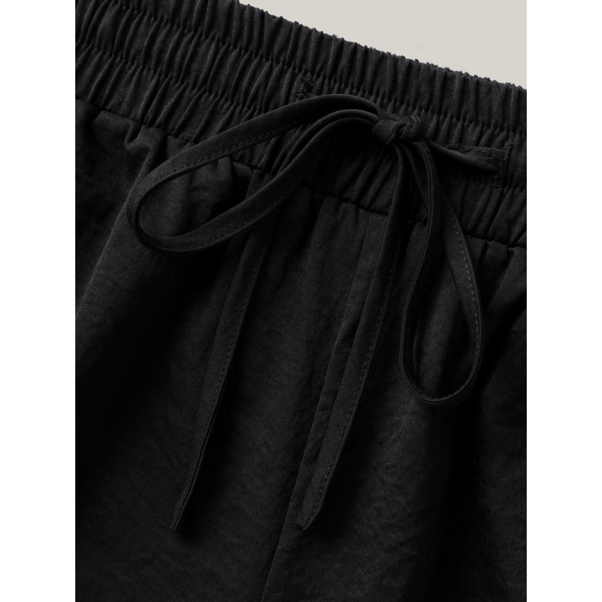 Plus Size Color Contrast Detail Wide-Leg Pants Women Black Casual Wide Leg Mid Rise Everyday-Casual Pants BloomChic 26/4X Product Image