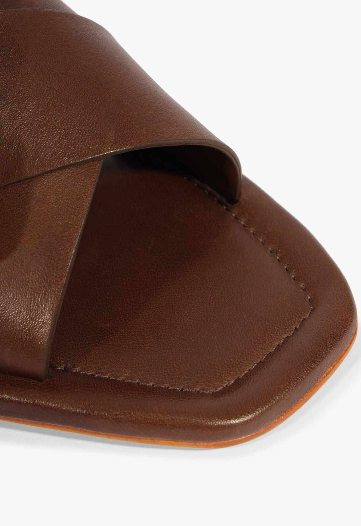 Lois Brown Leather Flat Sandal Product Image