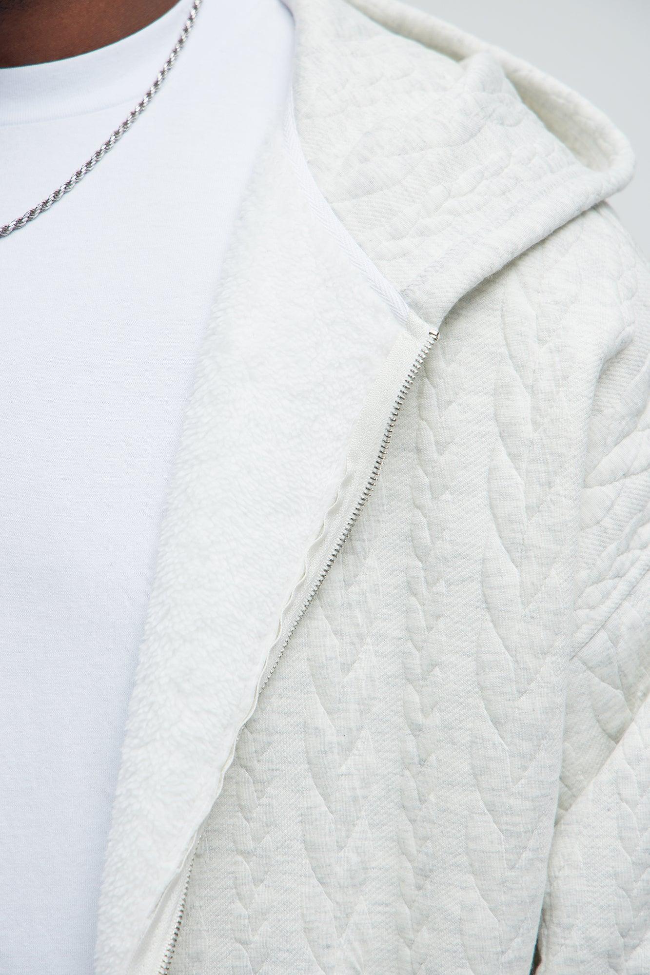 Lane Cable Knit Zip Up Hoodie - Heather Grey Product Image