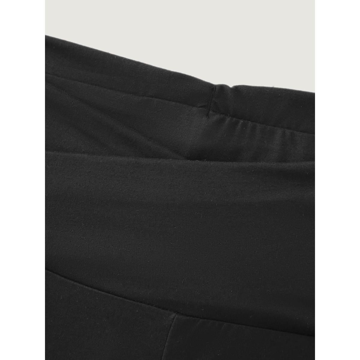 Plus Size Stretchy Cross Waist Slim Fit Leggings Women Black Leisure High stretch Skinny High Rise Casual Leggings BloomChic 14-16/1X Product Image