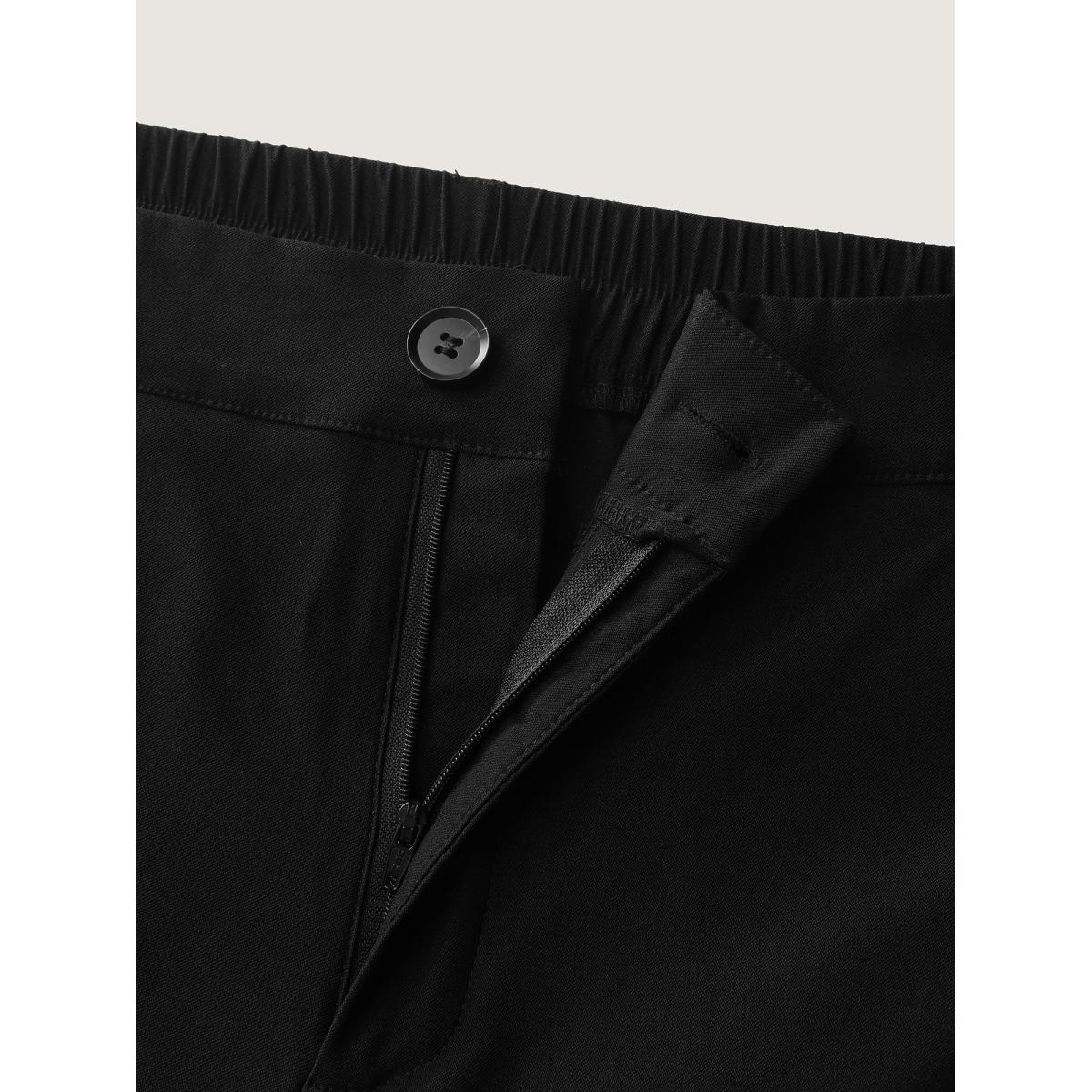 Plus Size Lotus Leaf Hem Rough Edge Pants Women Black Romantic Bodycon Mid Rise Elegant Pants BloomChic 18-20/2X Product Image