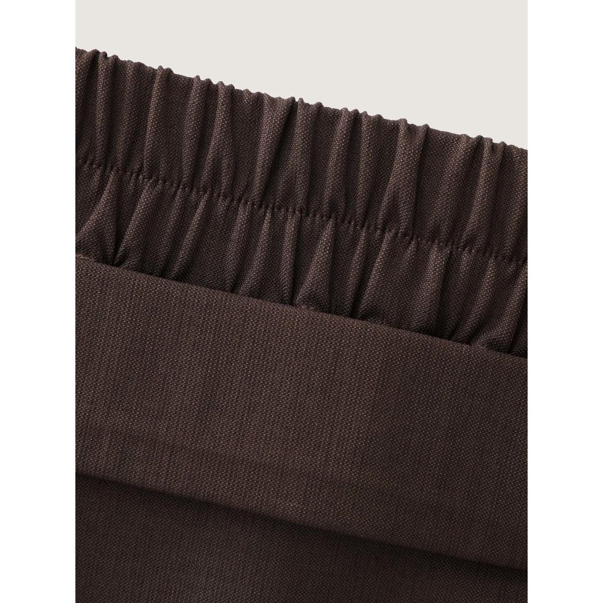 Plus Size Side Seam Pockets Stretchy Waist Wide-Leg Pants Women DarkBrown Timeless Wide Leg High Rise Elegant Pants BloomChic 22-24/3X Product Image