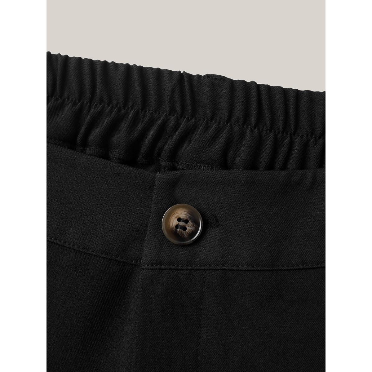 Plus Size Side Slit Plain Bootcut Pants Women Black Workwear Essentials Bodycon Mid Rise Office Pants BloomChic 10/M Product Image