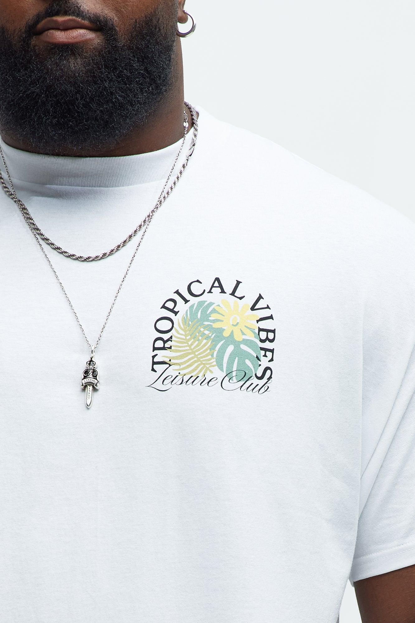 Tropical Vibes Short Sleeve Tee - White Product Image