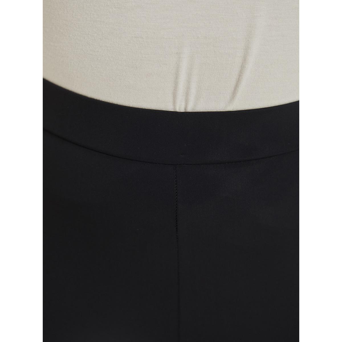 Plus Size Guipure Lace Elastic Waist Cropped Leggings Women Black Elegant High stretch Skinny High Rise Dailywear Leggings BloomChic 18-20/2X Product Image