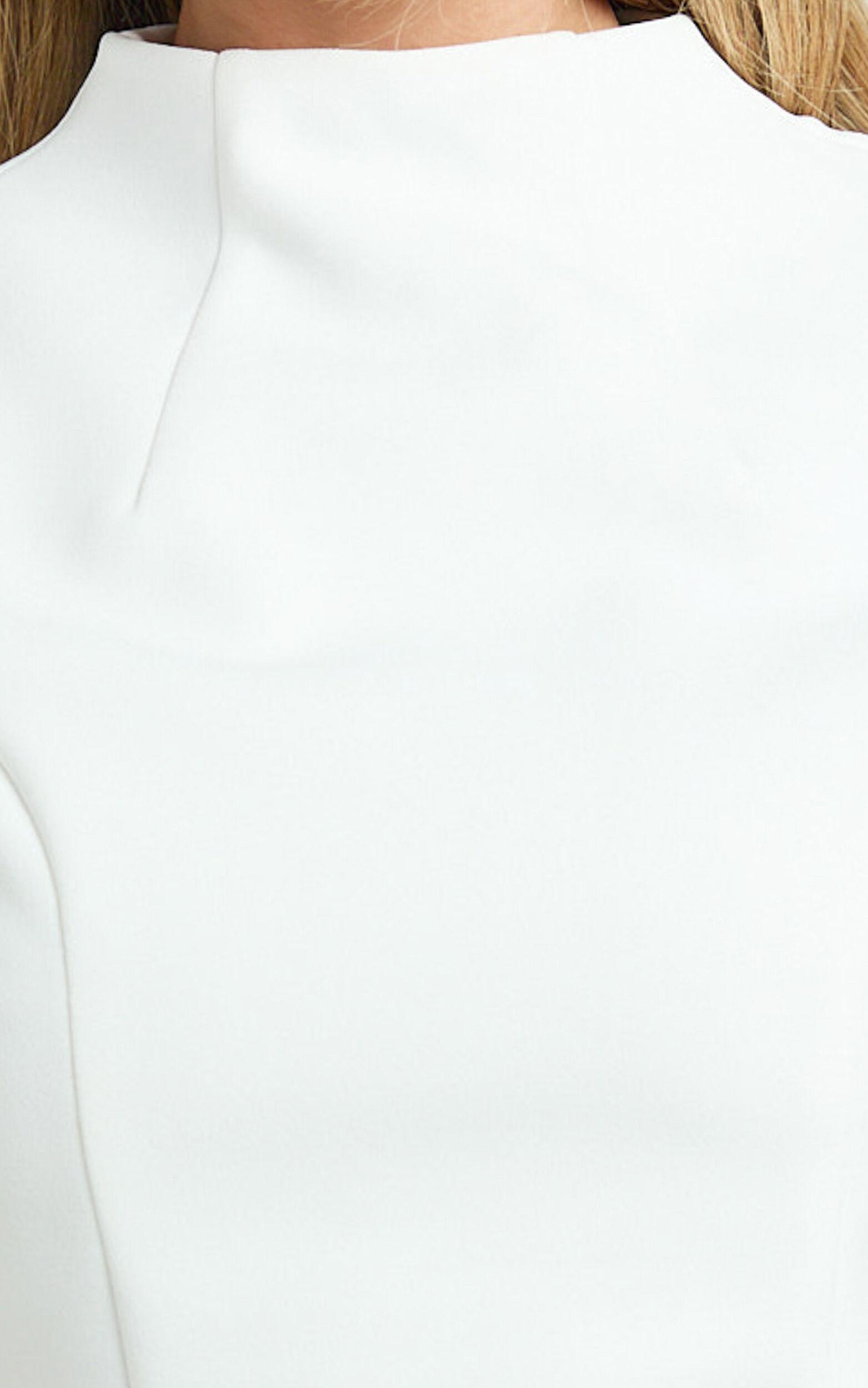 Savanna Mini Dress - High Neck Cap Sleeve Tulip Skirt Dress in White Product Image