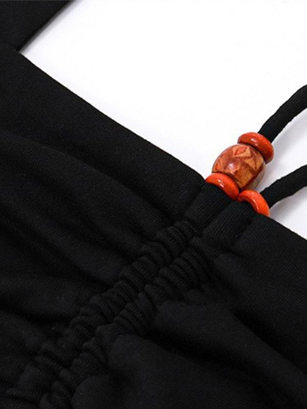 Solid Color Pleated Halter Tank Top Product Image