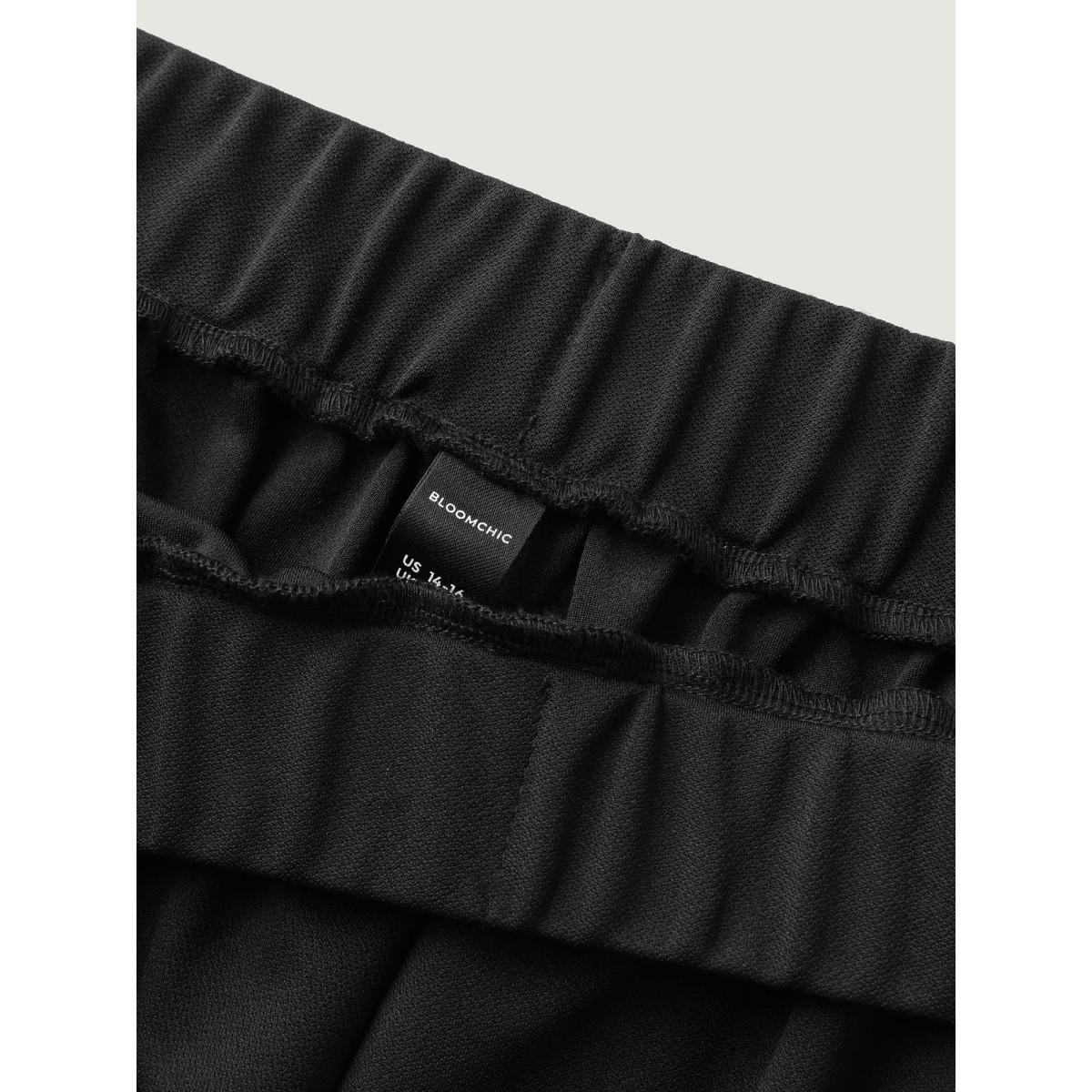 Plus Size No-Waist Gap Wide-Leg Pants Women Black At the Office Wide Leg Mid Rise Work Pants BloomChic 30/6X Product Image