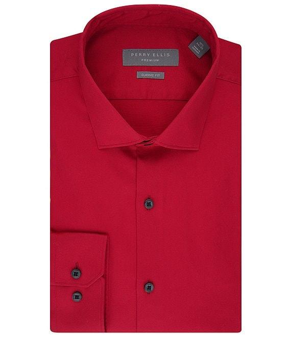 Perry Ellis Classic Fit Spread Collar Premium Luxe Sateen Dress Shirt Product Image