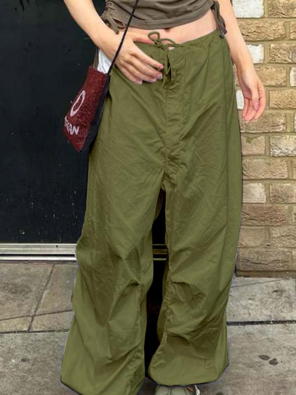 Size Friendly Low Waist Parachute Cargo Pants Product Image