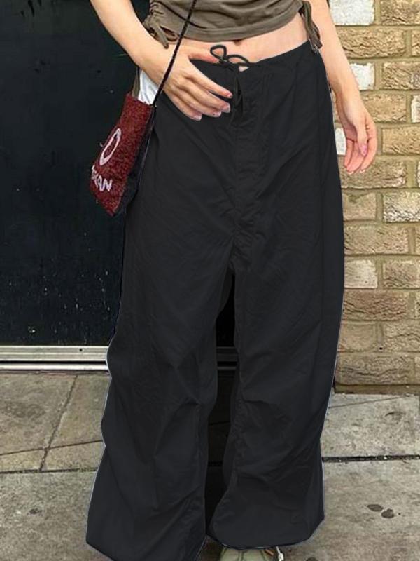 Size Friendly Low Waist Parachute Cargo Pants Product Image