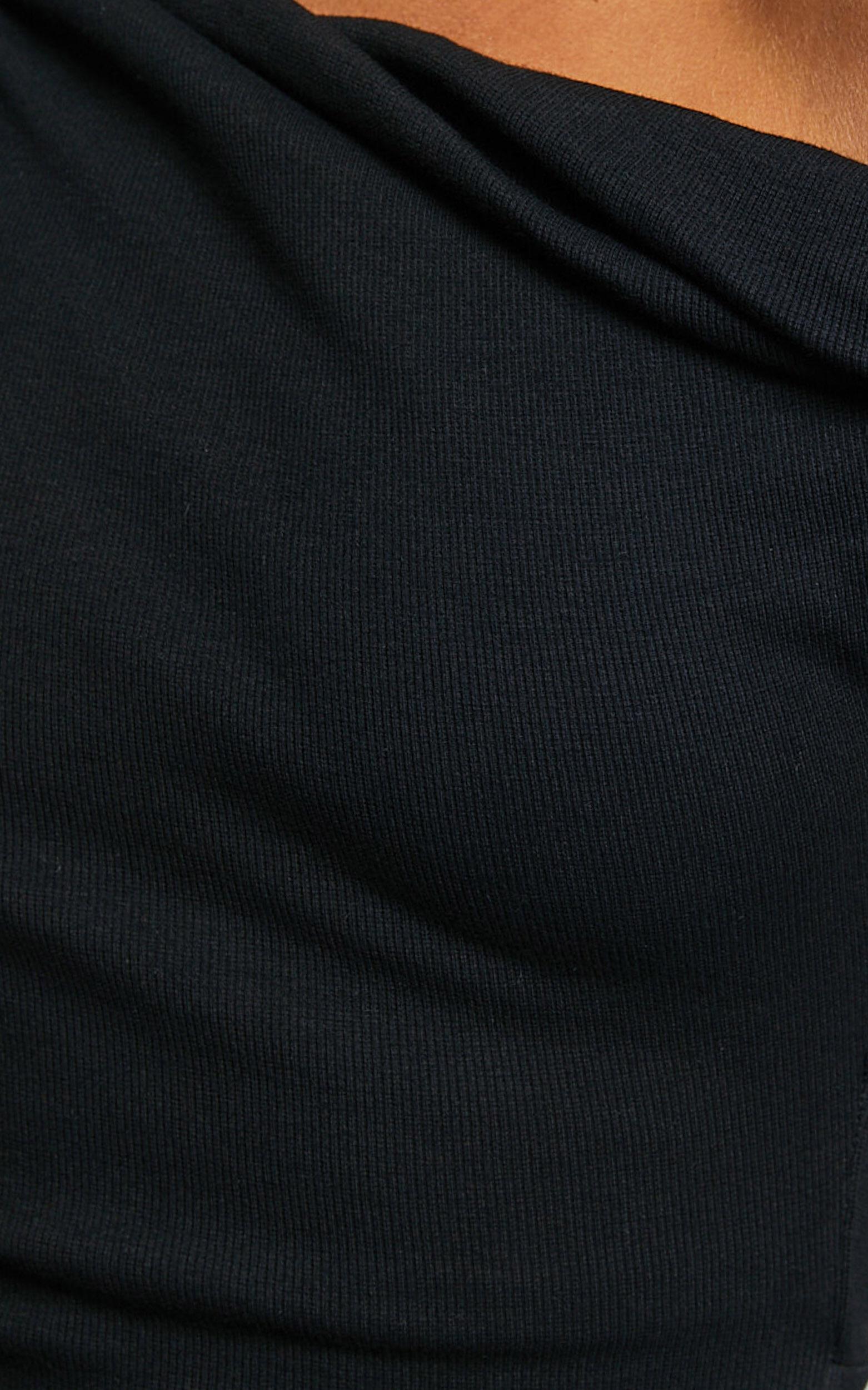 Clementine Mini Dress - Ribbed Off Shoulder Bodycon Dress in Black Product Image