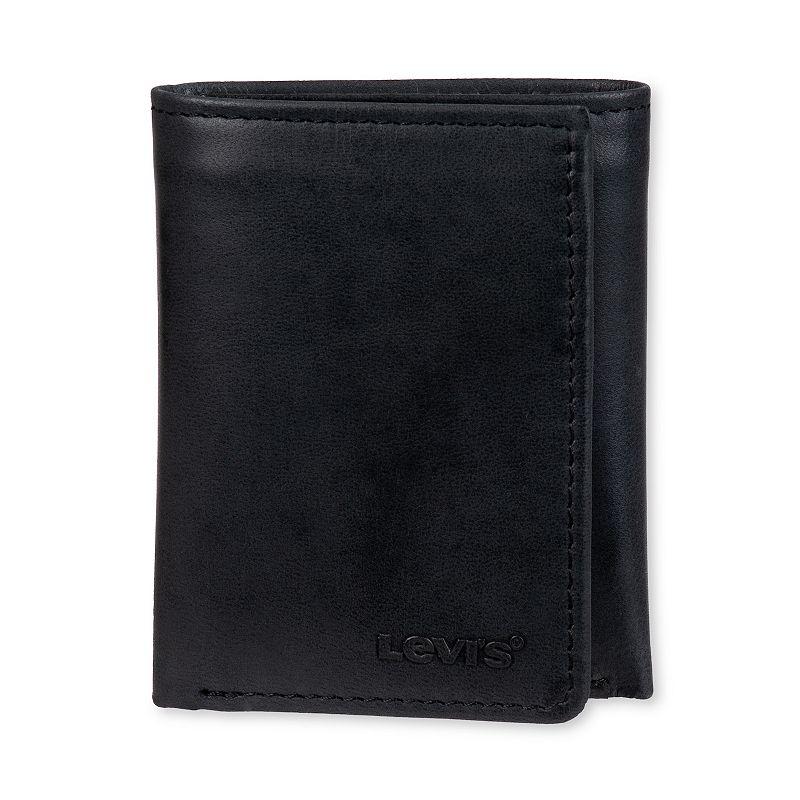 Men's Levi's RFID-Blocking Slim Trifold Wallet with Hidden Zipper Pocket, Black Product Image