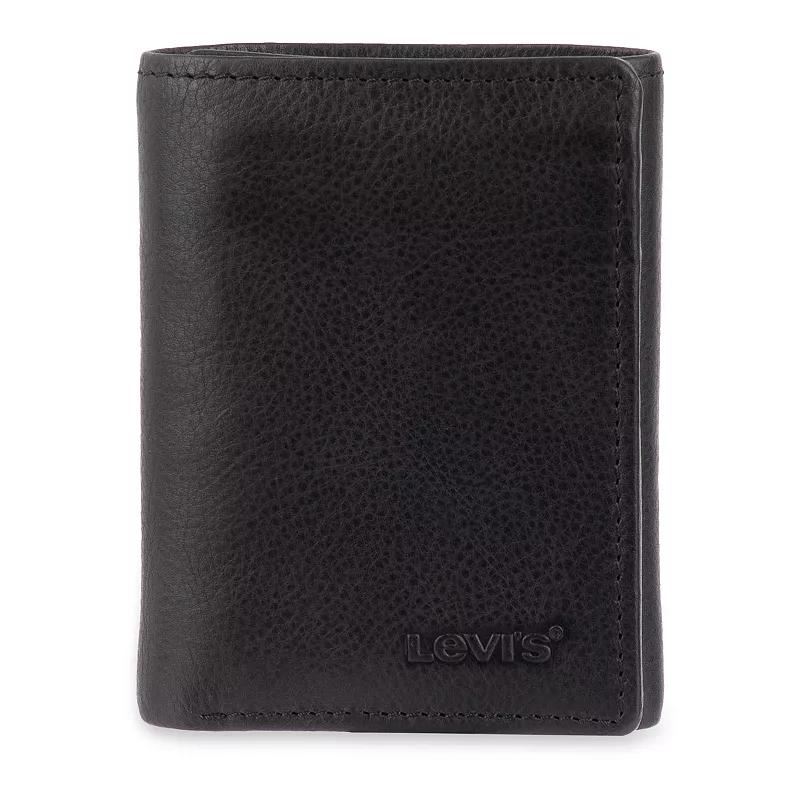 Men's Levi's RFID-Blocking Slim Trifold Wallet with Hidden Zipper Pocket, Black Product Image