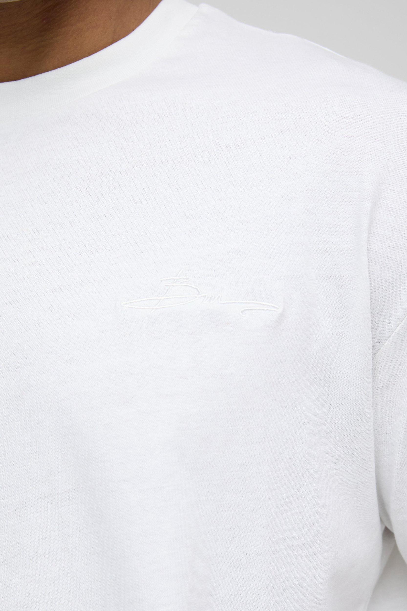 Oversized BM Signature Embroidered Crew Neck T-Shirt | boohooMAN USA Product Image