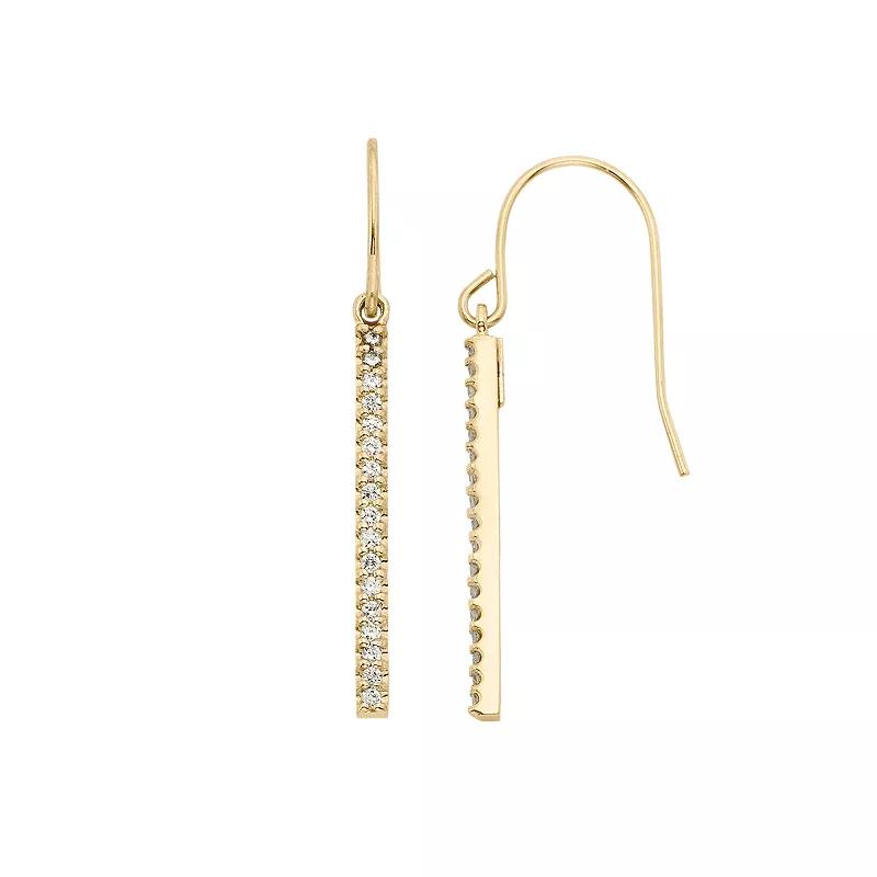 1/4 Carat T.W. Diamond 10k Gold Stick Drop Earrings, Women's, Yellow Product Image