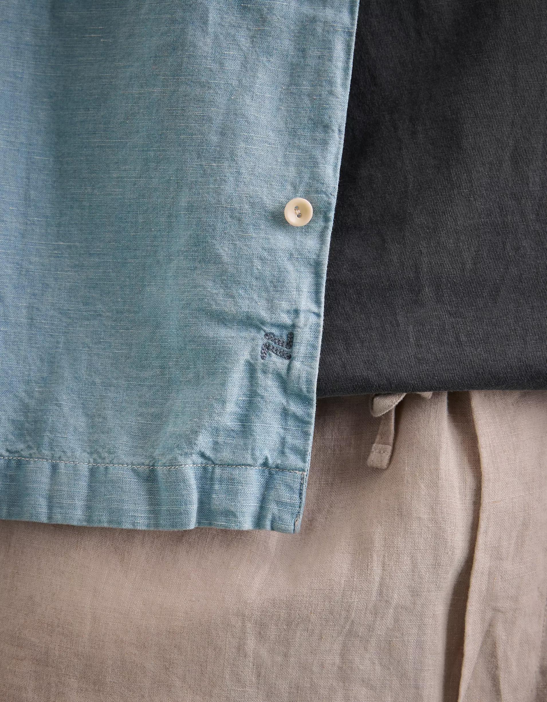 AE77 Premium Chambray Camp Collar Button-Up Shirt Product Image