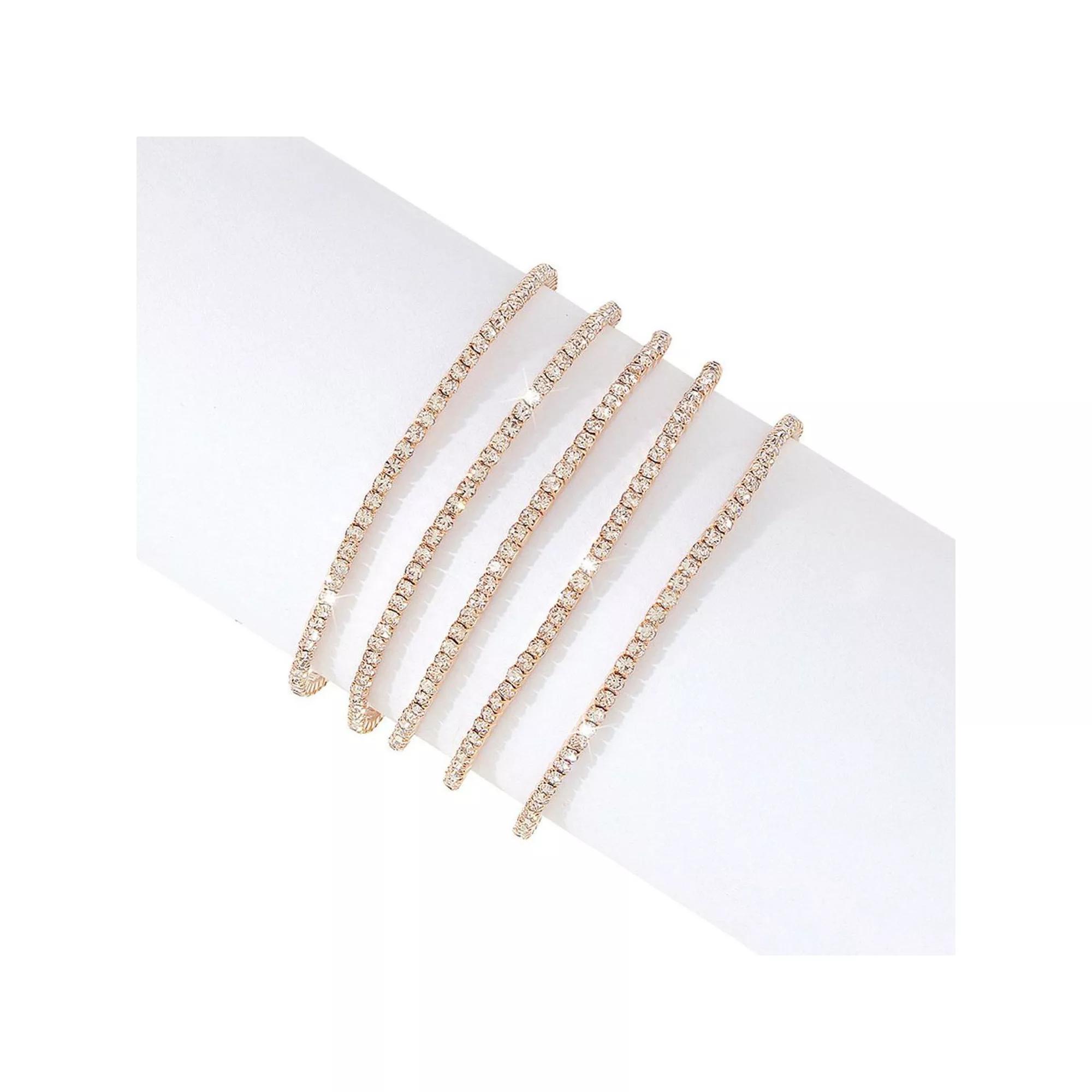 Adornia 5-Piece 14k Gold Plated Cubic Zirconia Bracelet Set, Women's, Gold Tone Product Image