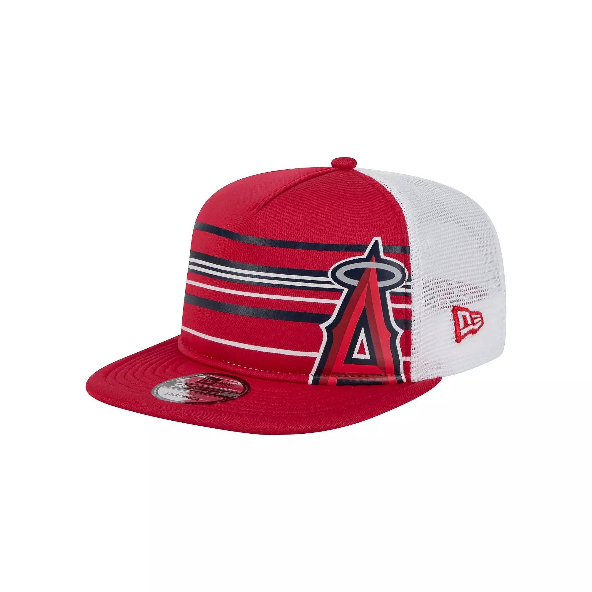 Men's New Era Red Los Angeles Angels 9FIFTY A-Frame Trucker Snapback Hat Product Image