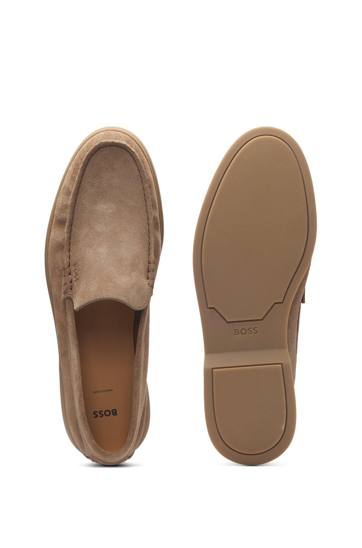 BOSS - Suede loafers with contrast outsole - Beige Product Image