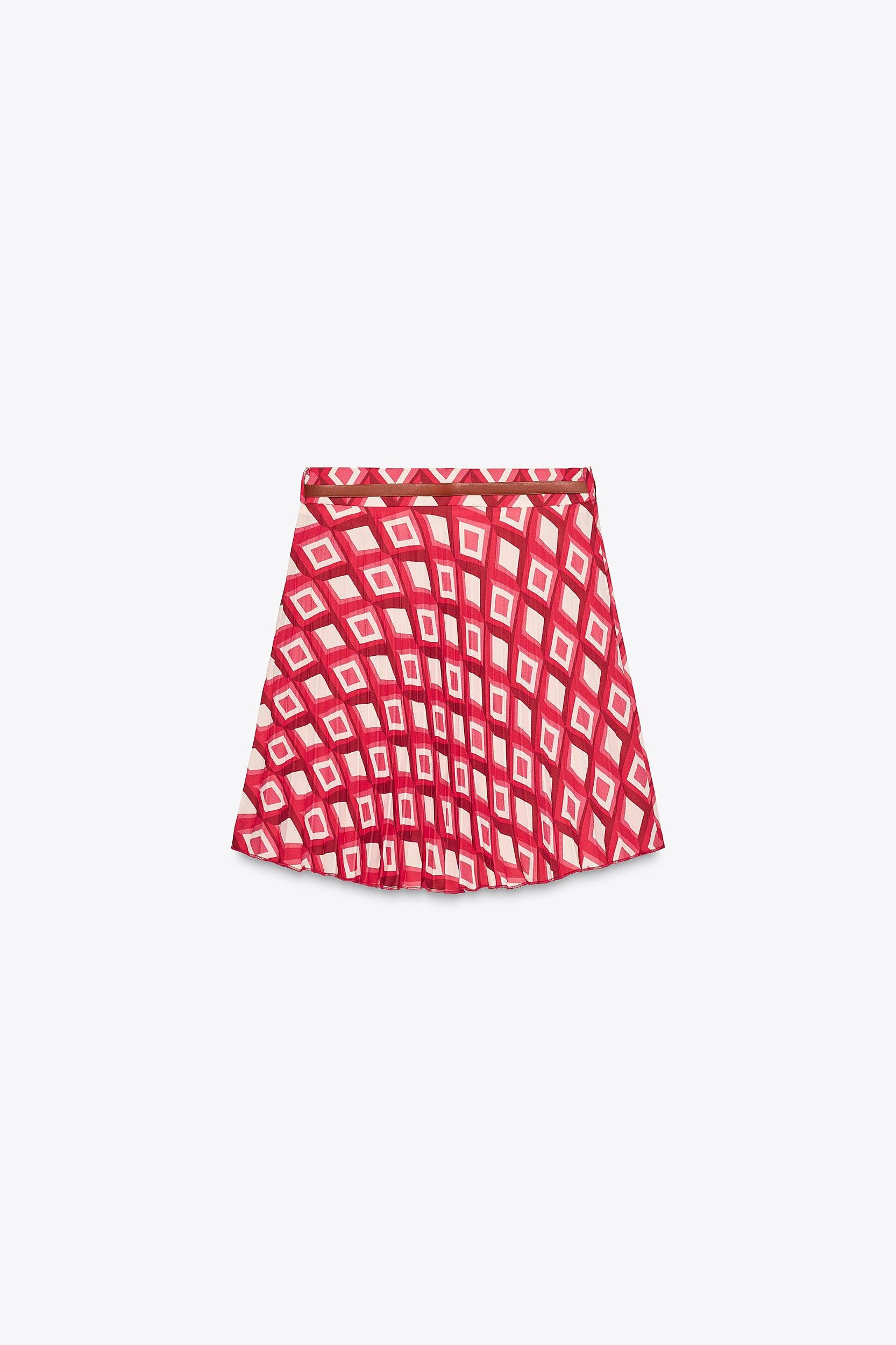 GEOMETRIC PRINT MINI SKIRT WITH BELT Product Image