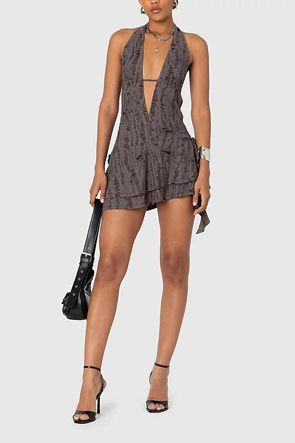 Edikted Shredded Backless Halter Mini Dress Womens at Urban Outfitters Product Image