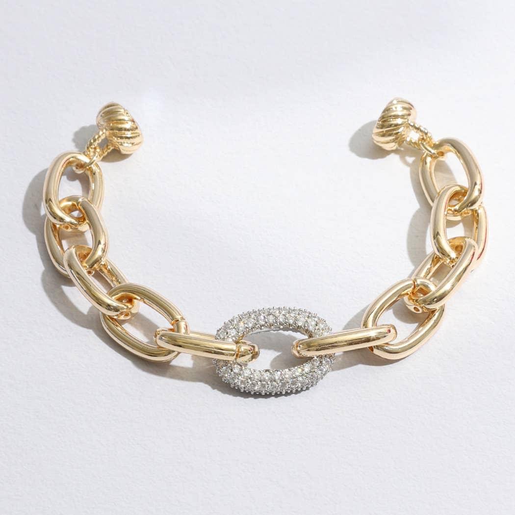 Multi Tone Linked Chain Bracelet Magnet Closure Product Image