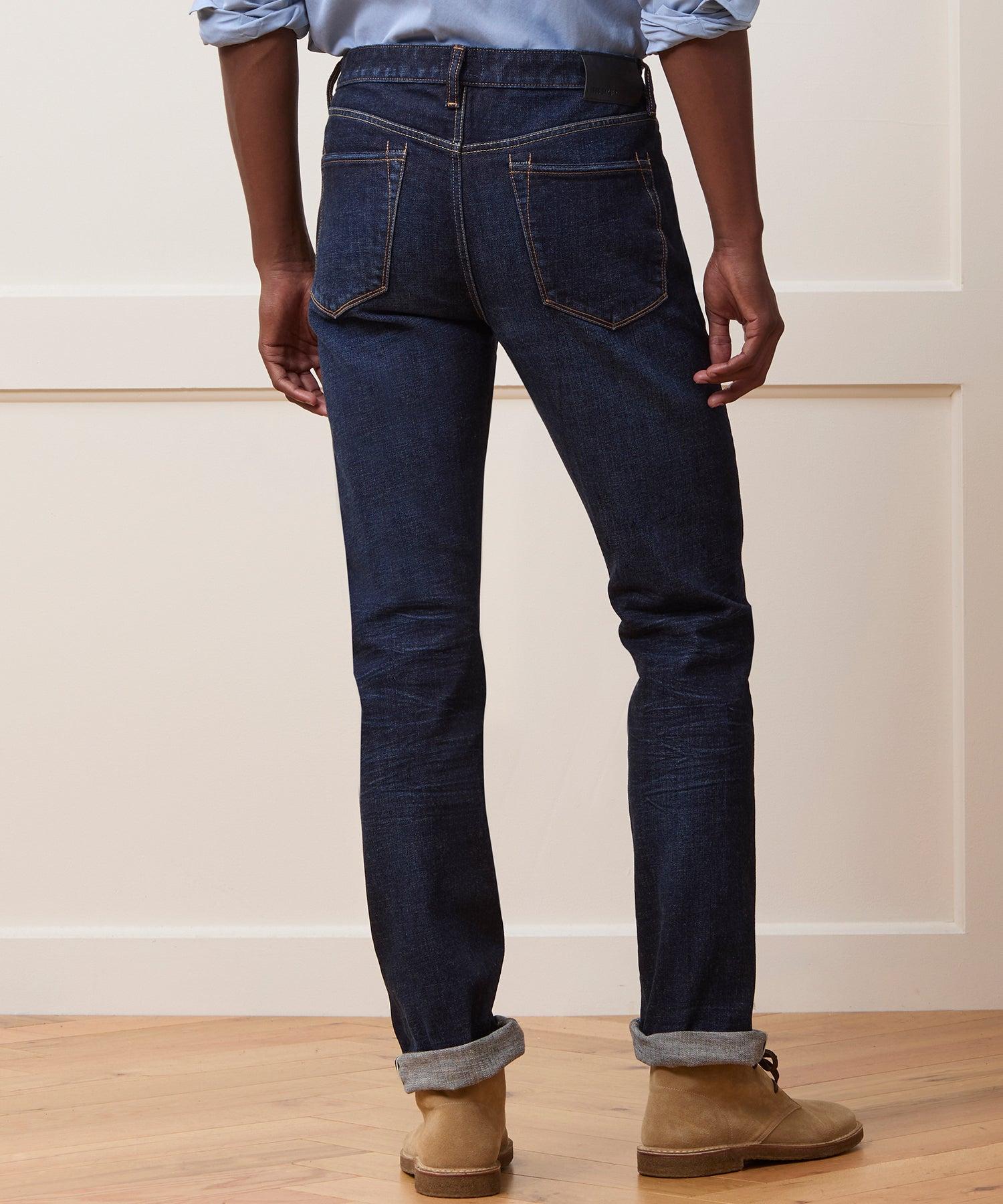 Straight Japanese Selvedge Stretch Jean in Worn Indigo Product Image