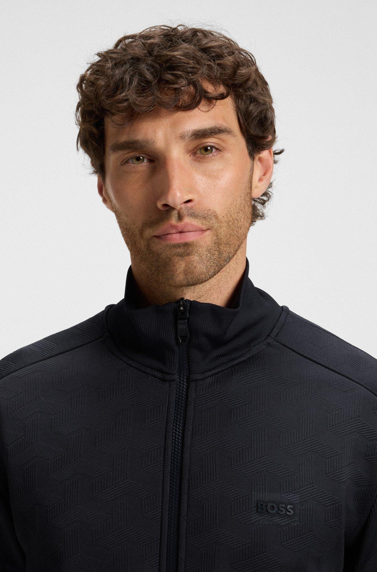 Regular-fit zip-up sweatshirt with quilted jacquard Product Image