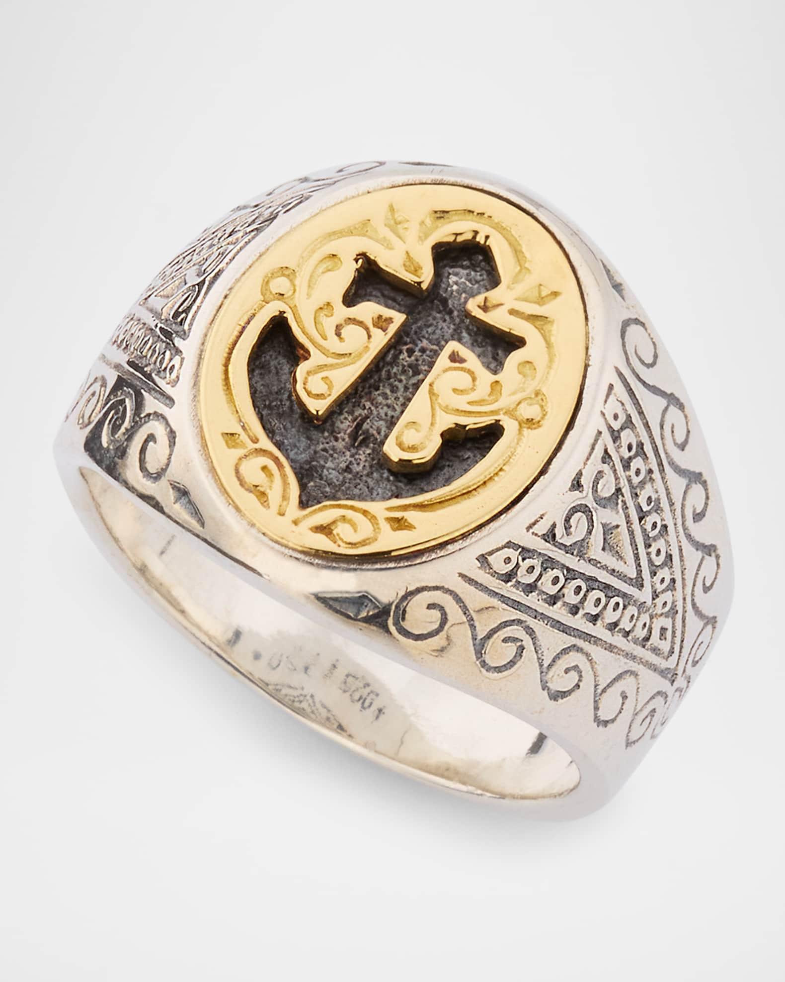 Mens Hydra Sterling Silver and 18K Gold Ring Product Image