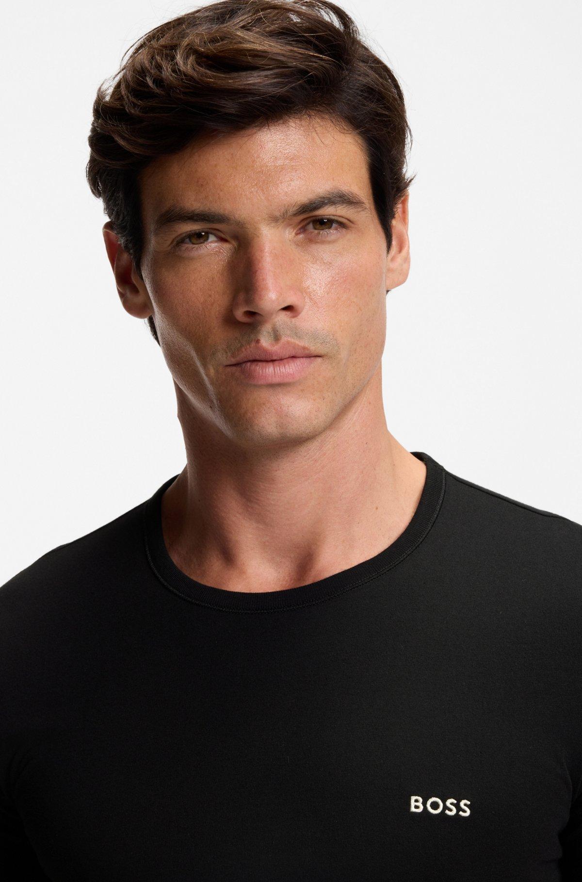 Three-pack of cotton T-shirts with logo embroidery Product Image